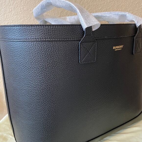Burberry brand, new leather tote bag black - Picture 2 of 6